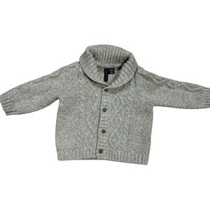 Janie And Jack Cable Knit Shawl Collar Grey Cardigan Aston Martin Size 0-3 Month
